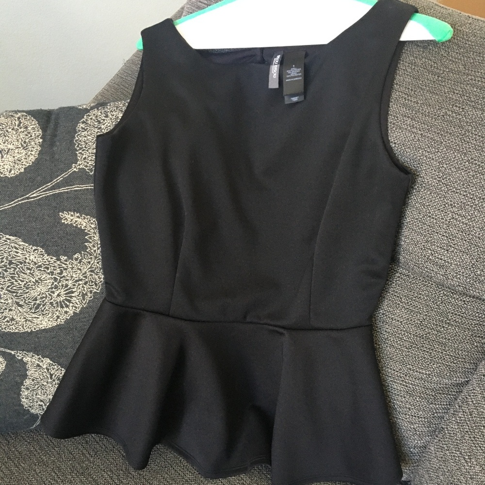 Black Peplum Top - Small